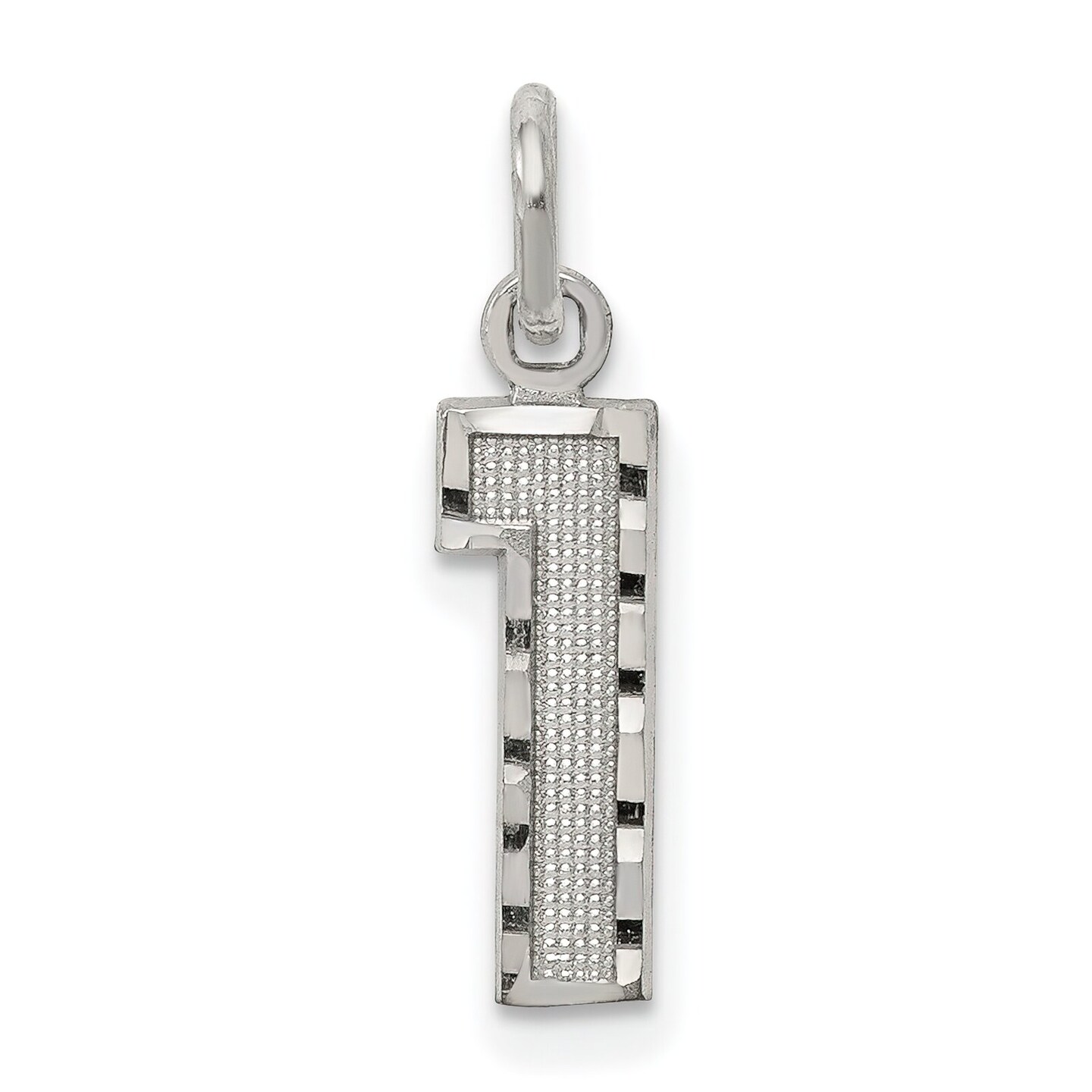 Sterling Silver Small #1 Charm Number Pendant Jewelry 20mm x 7mm