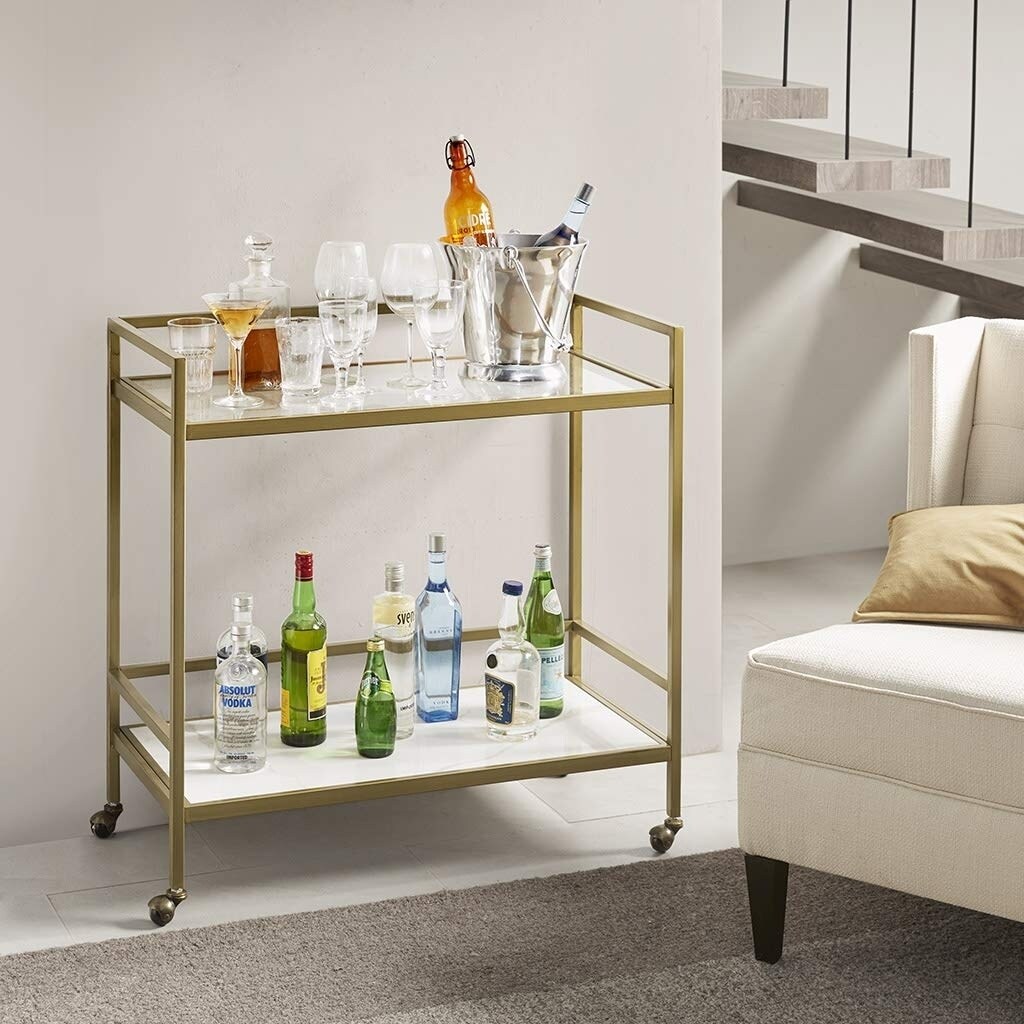 MARTHA STEWART   Lionel Two Tier Bar Cart on Wheels See Below
