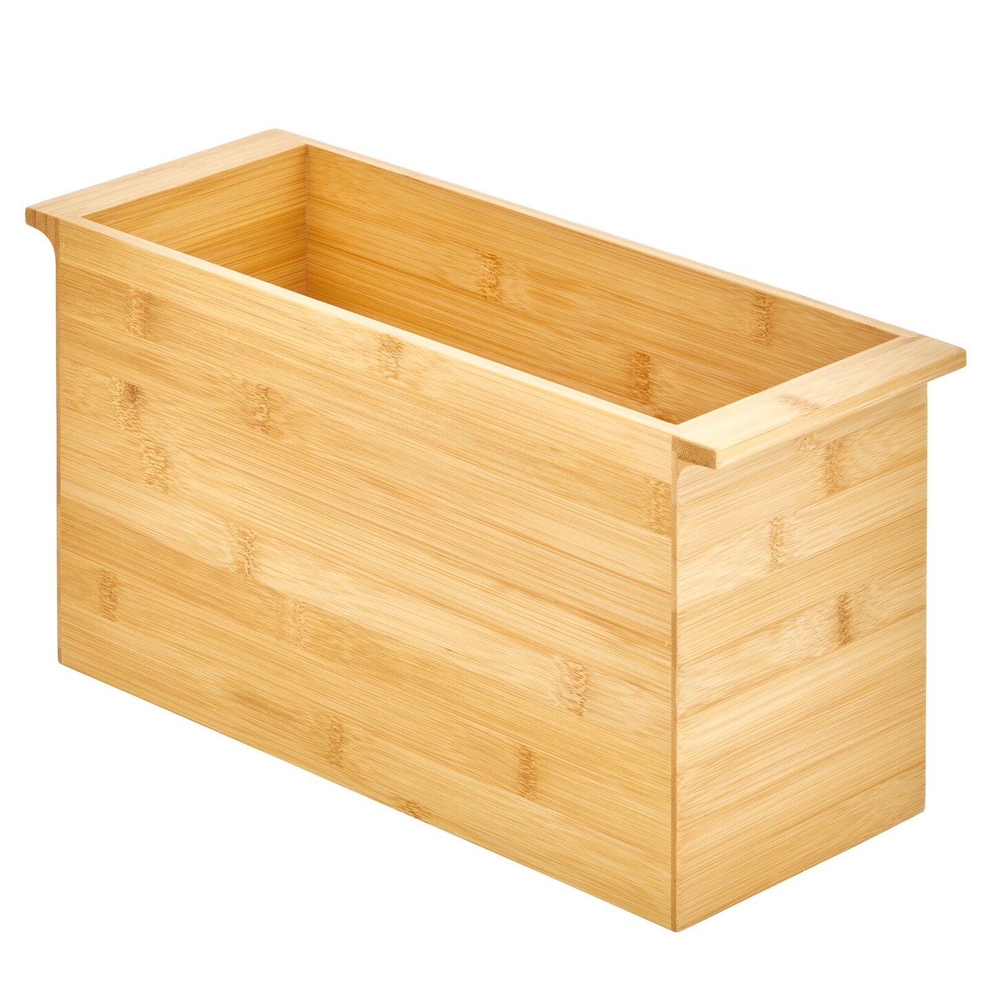 mDesign Bamboo Wooden Bathroom Storage Organizer Box with Handles - Natural