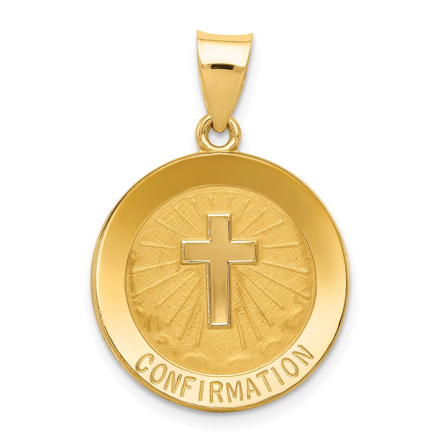 14K Gold Confirmation Medal Charm Religious Pendant Jewerly 27mm x 19mm