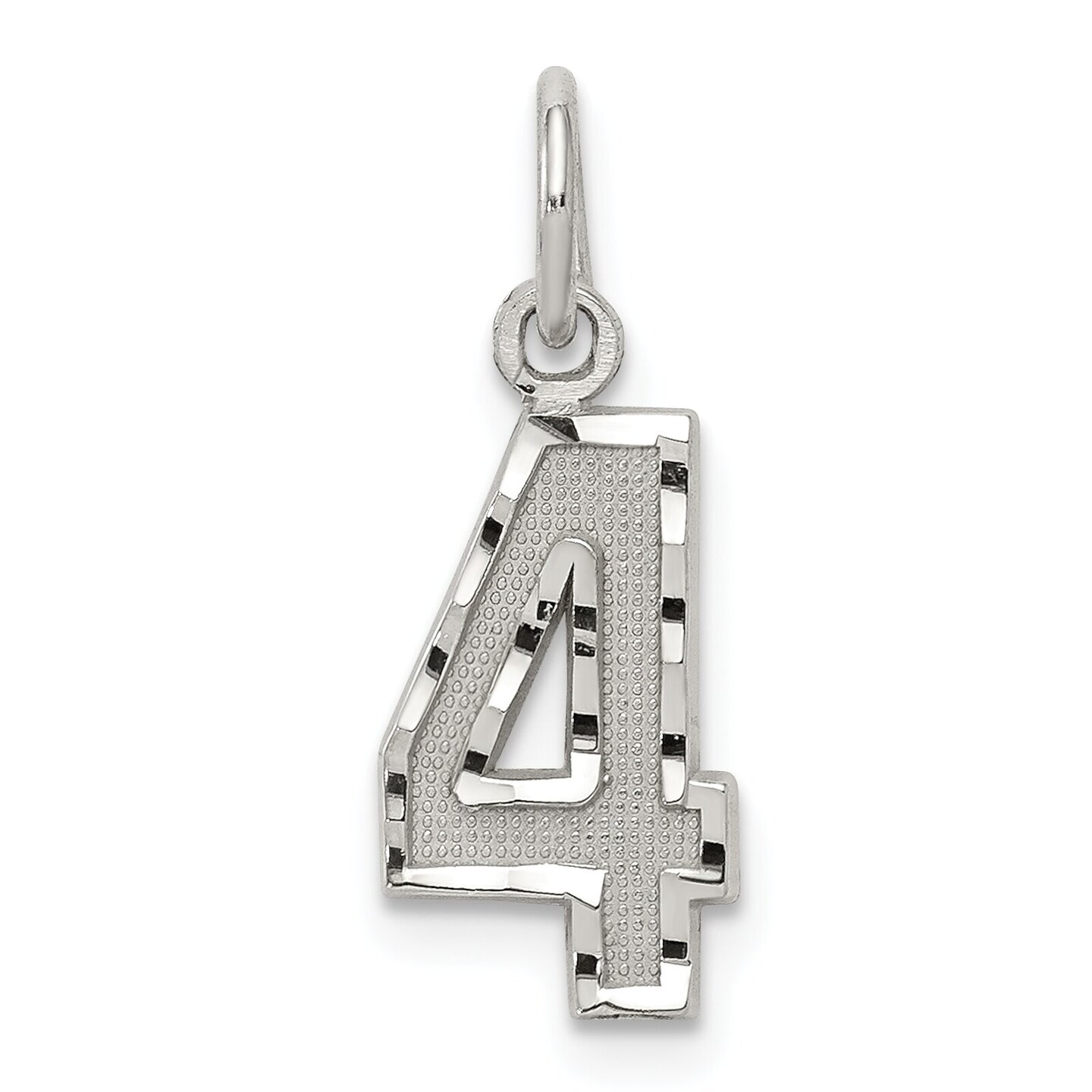 Sterling Silver Small #4 Charm Number Pendant Jewelry 20mm x 7mm
