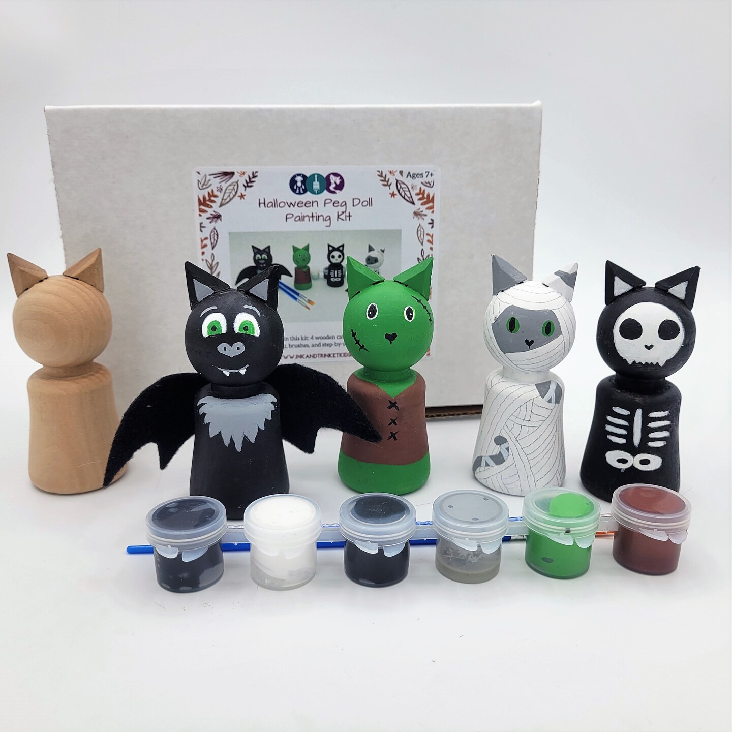 Halloween Cat Peg Doll Painting Craft Kit by Ink and Trinket Kids