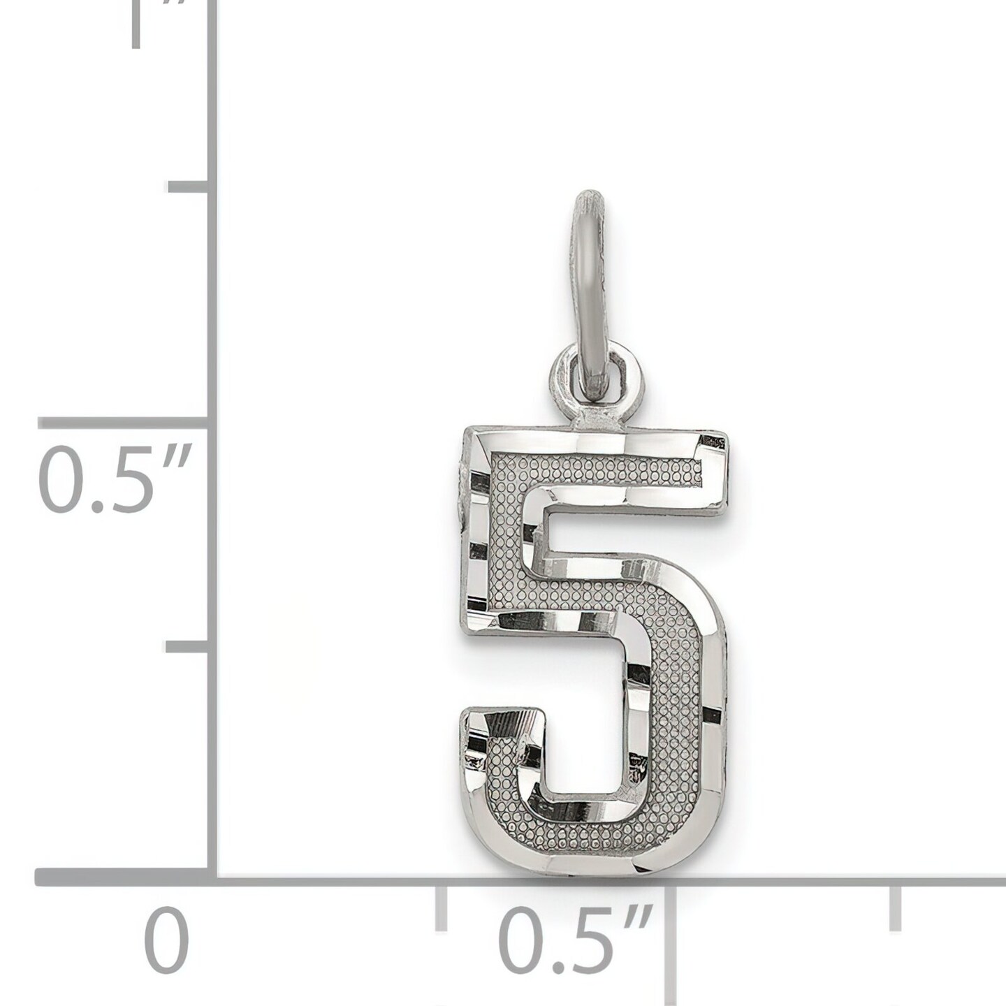 Sterling Silver Small #5 Charm Number Pendant Jewelry 20mm x 7mm