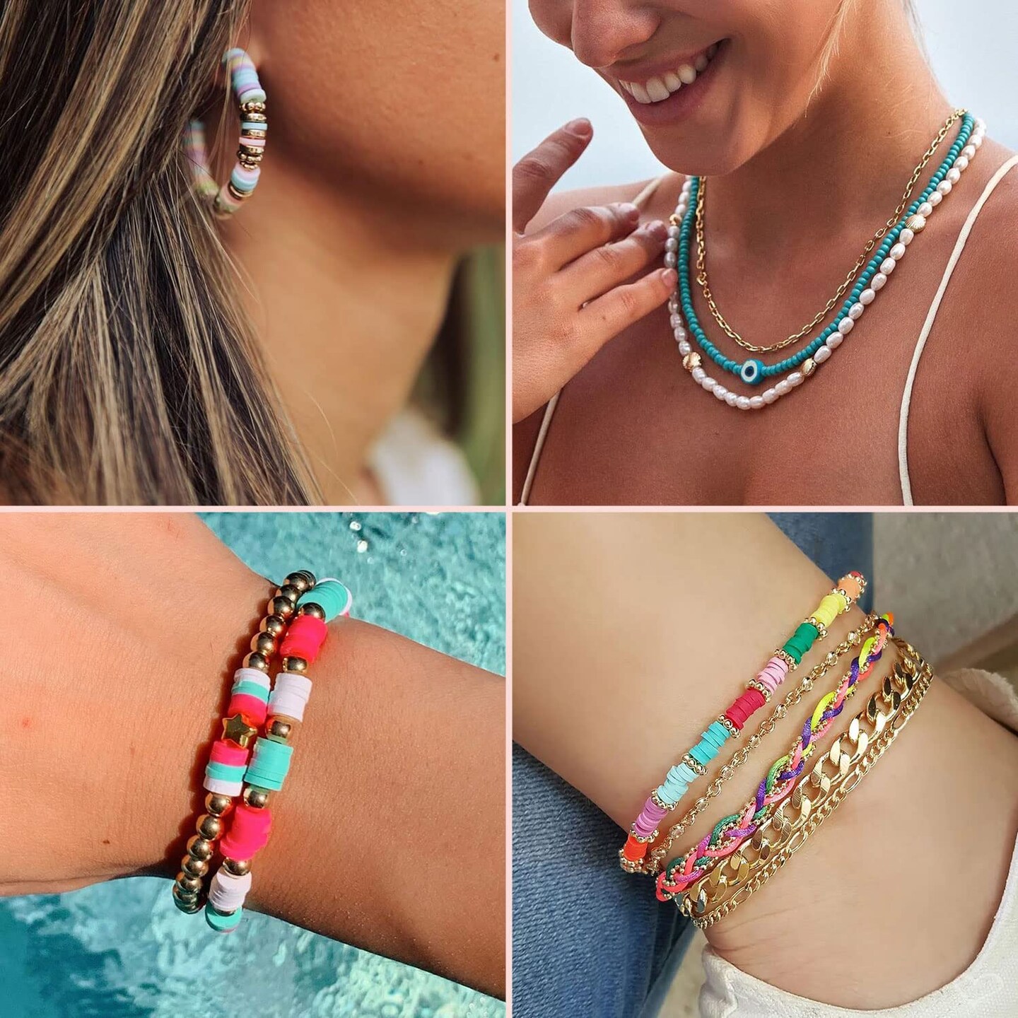 12000 Pieces Clay Beads for Bracelet Making, Paodey 48 Colors 3 Boxes Polymer Clay Beads Spacer Beads Kit, Jewelry Making Kit with Preppy Heishi Beads and Elastic Strings, Crafts Gift for Girls Ages 6-12