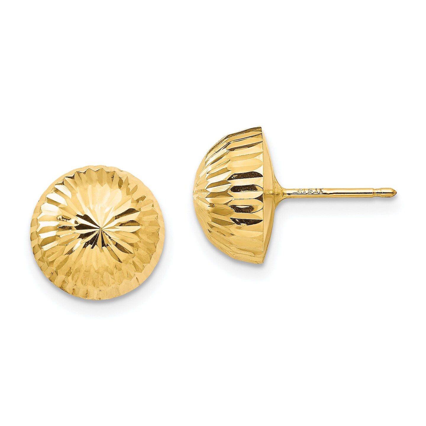 14K Gold Button Stud Earrings Jewelry FindingKing 10mm 10mm x 10mm