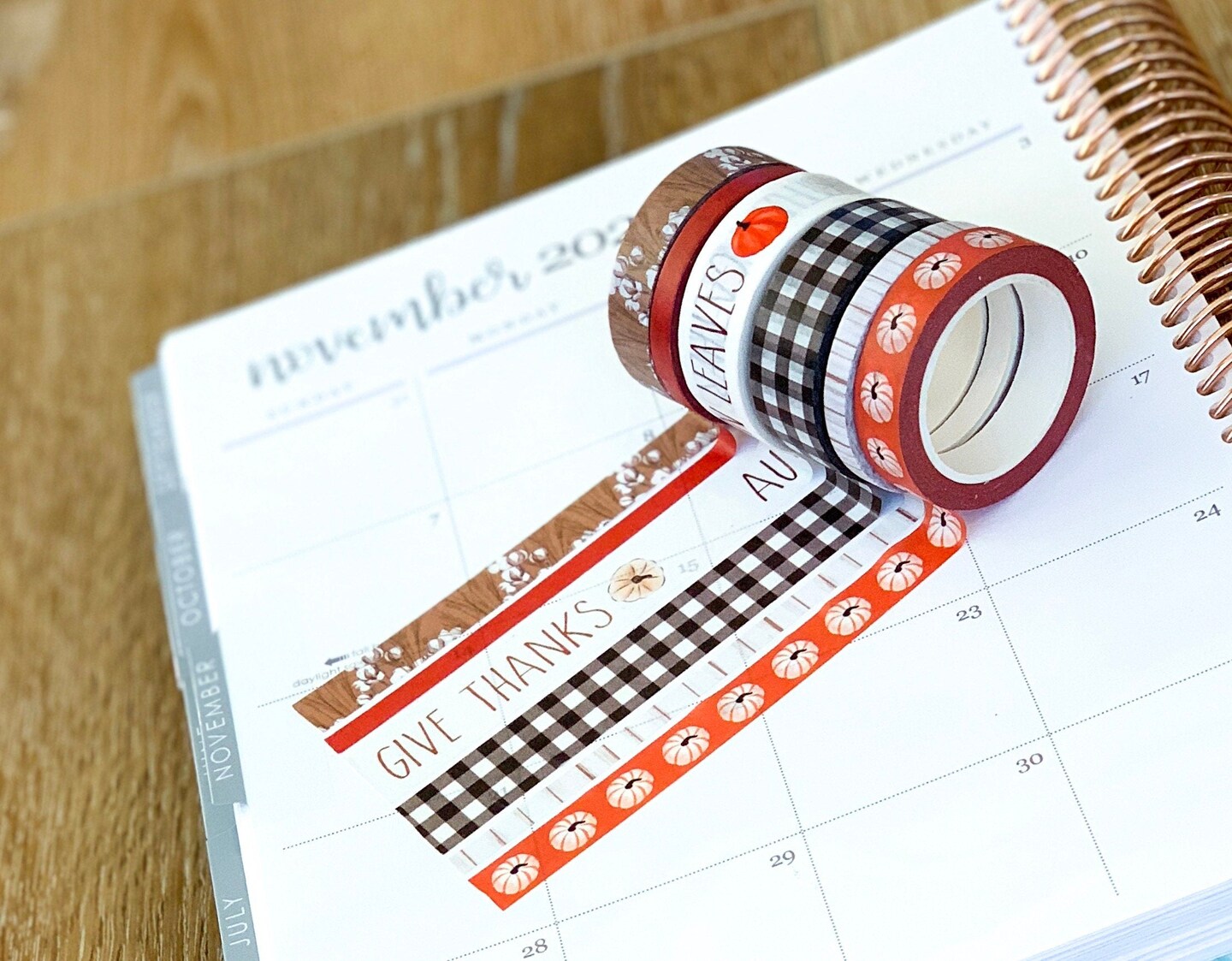 Fall Thanksgiving Buffalo Plaid Autumn Washi Tape Set (#W008)