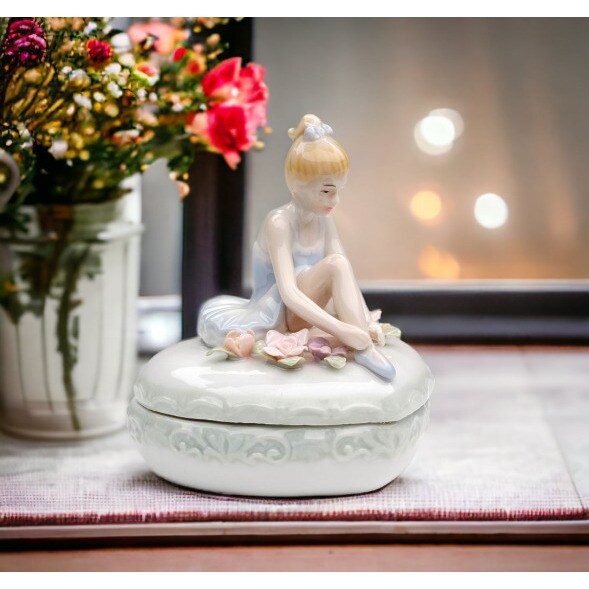 Ceramic Ballerina Heart Jewelry Box , Home Decor Home Decoration Gift Idea Decor