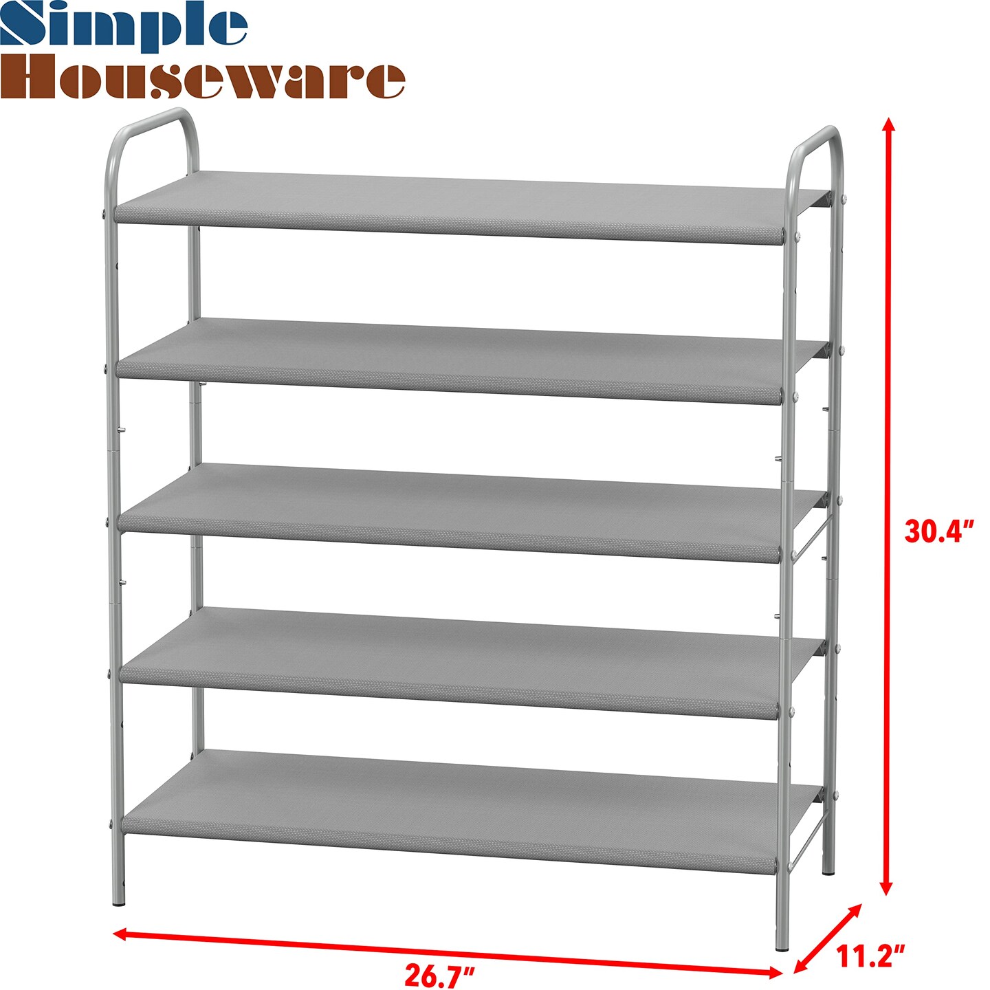 Simple Houseware 5-Tier Shoe Rack Storage Organizer, Grey