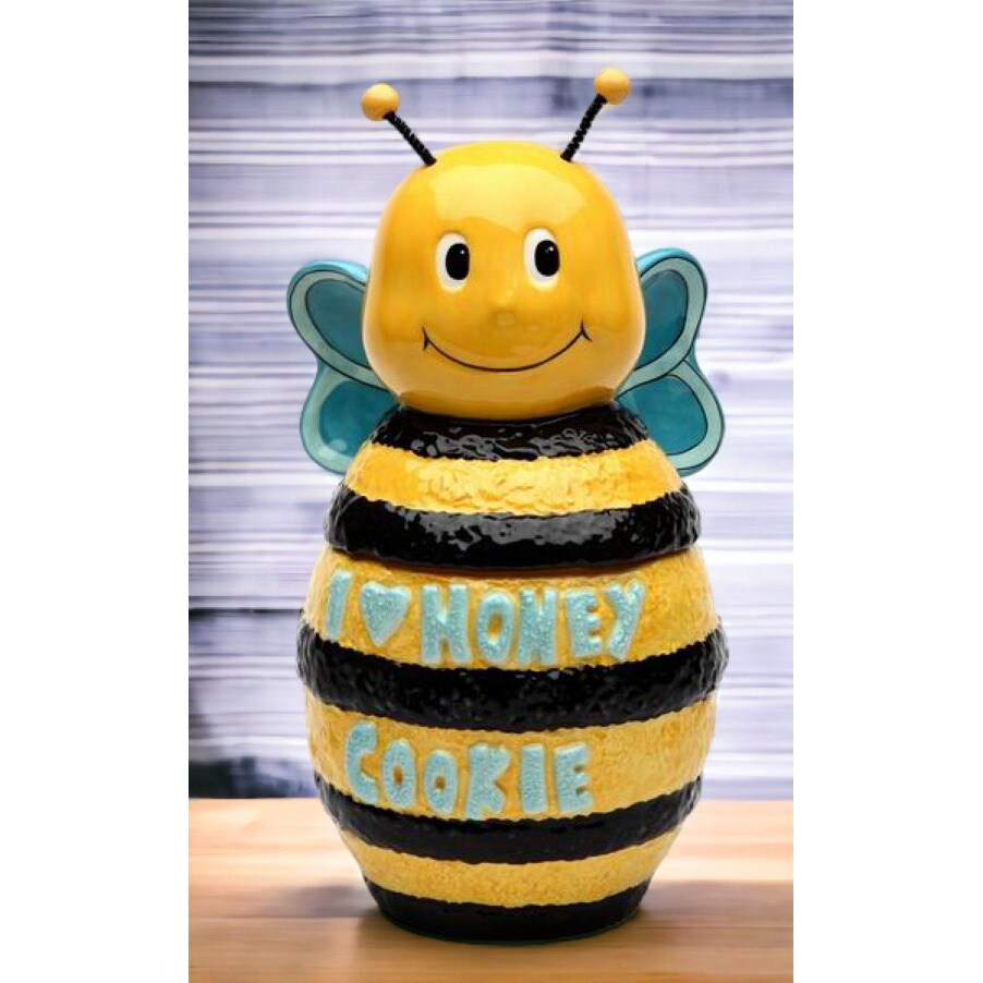 Let it Bee: Hand Painted Ceramic Bumblebee Cookie Jar for Storage Home Decor