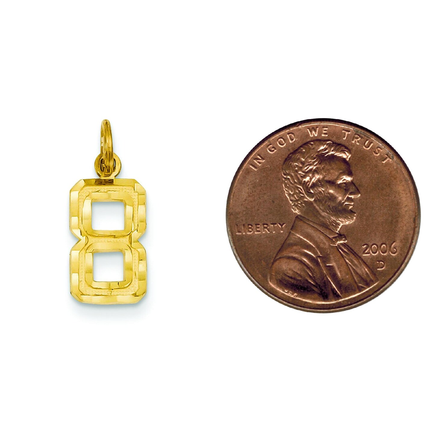 14K Gold Small Number 8 Charm Pendant FindingKing Jewerly 20mm x 7mm