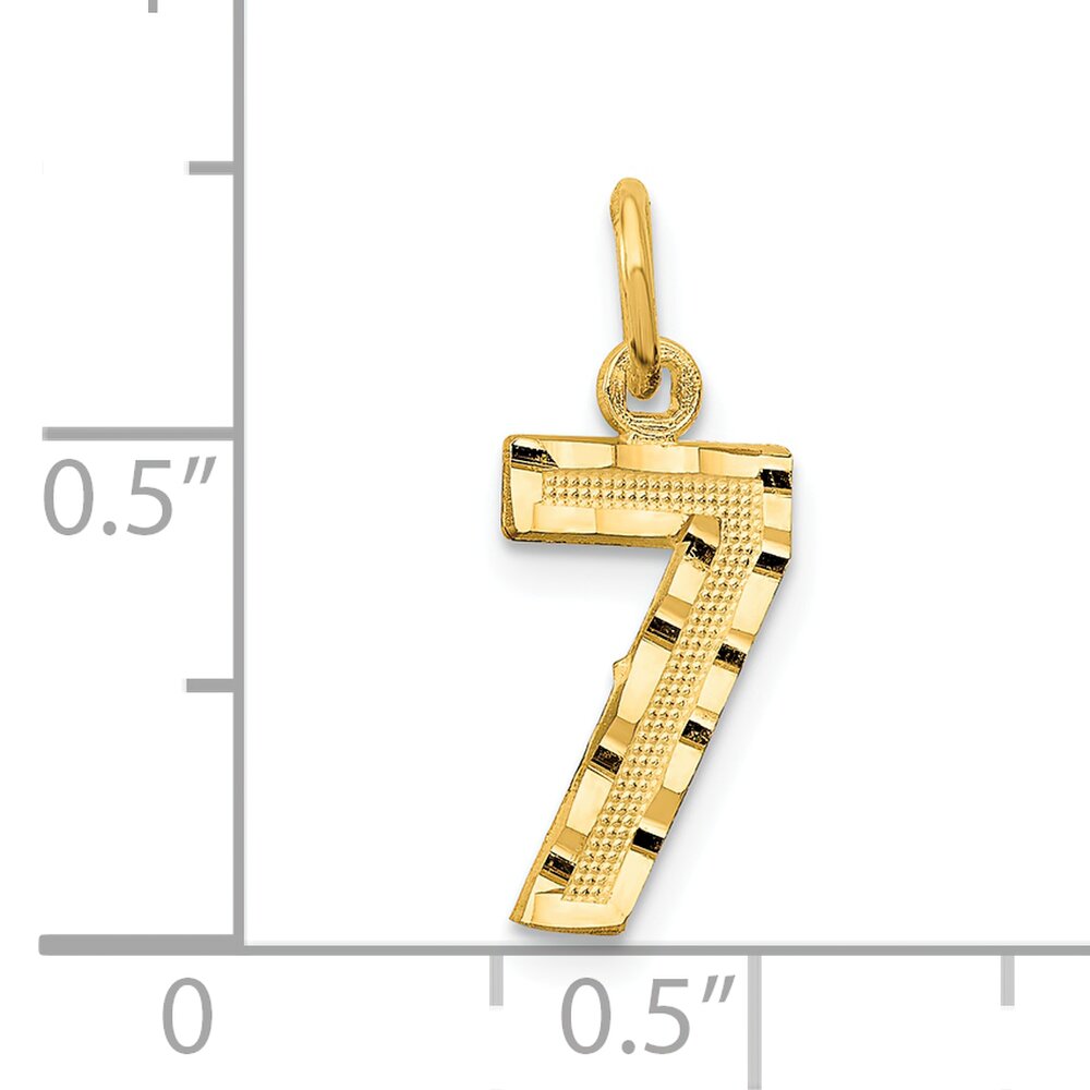 14K Gold Small Number 7 Charm Pendant FindingKing Jewerly 20mm x 7mm