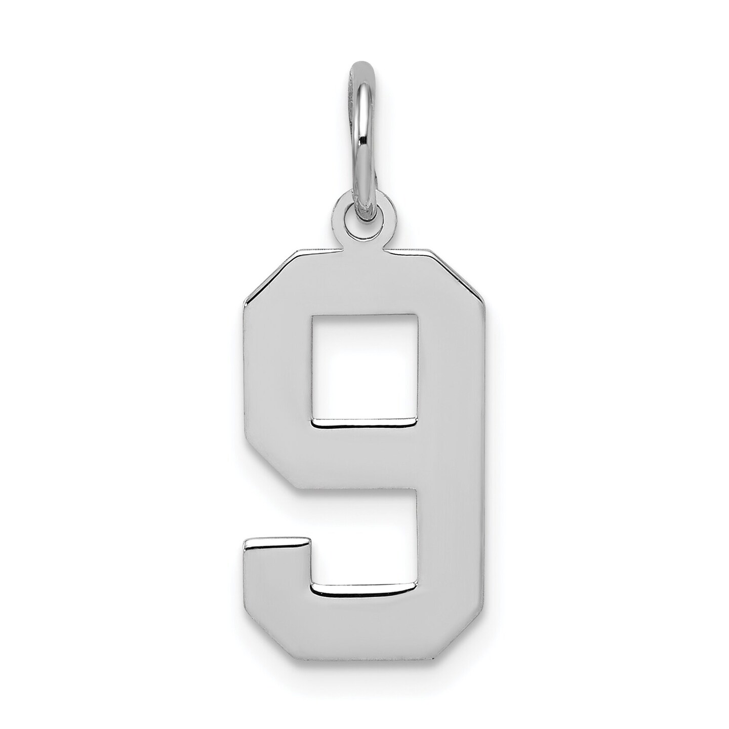 Sterling Silver Medium Polished Number 9 Charm Pendant Jewerly 21mm x 8mm