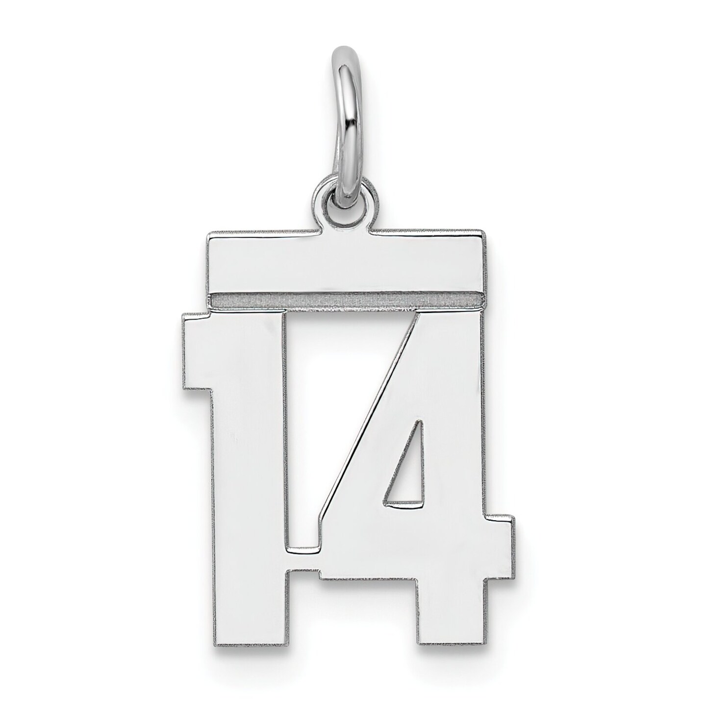 Sterling Silver Small Polished Number 14 Charm Pendant Jewerly 22.1mm x 14.9mm