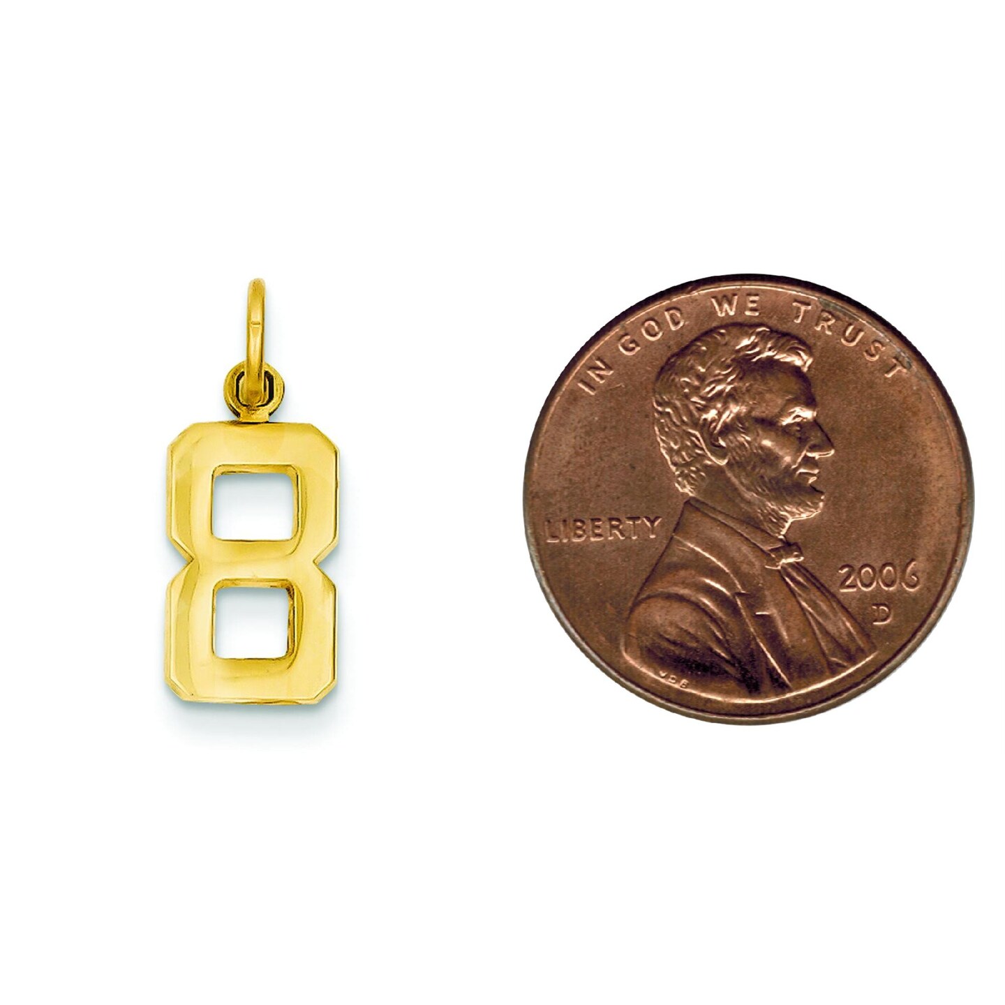 14K Gold Small Polished Number 8 Charm Pendant Jewelry 20mm x 7mm