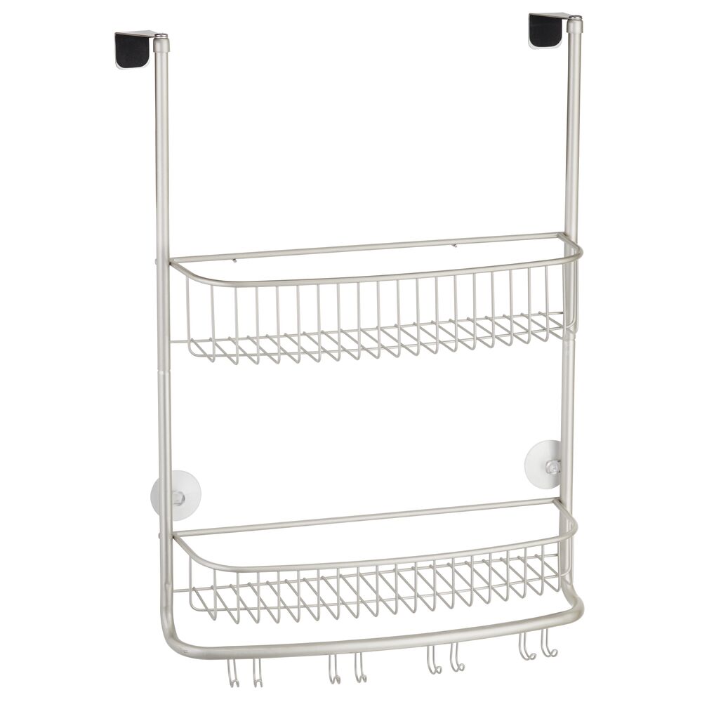 mDesign Metal Bathroom Over Door Hanging Shower Caddy, X-Wide