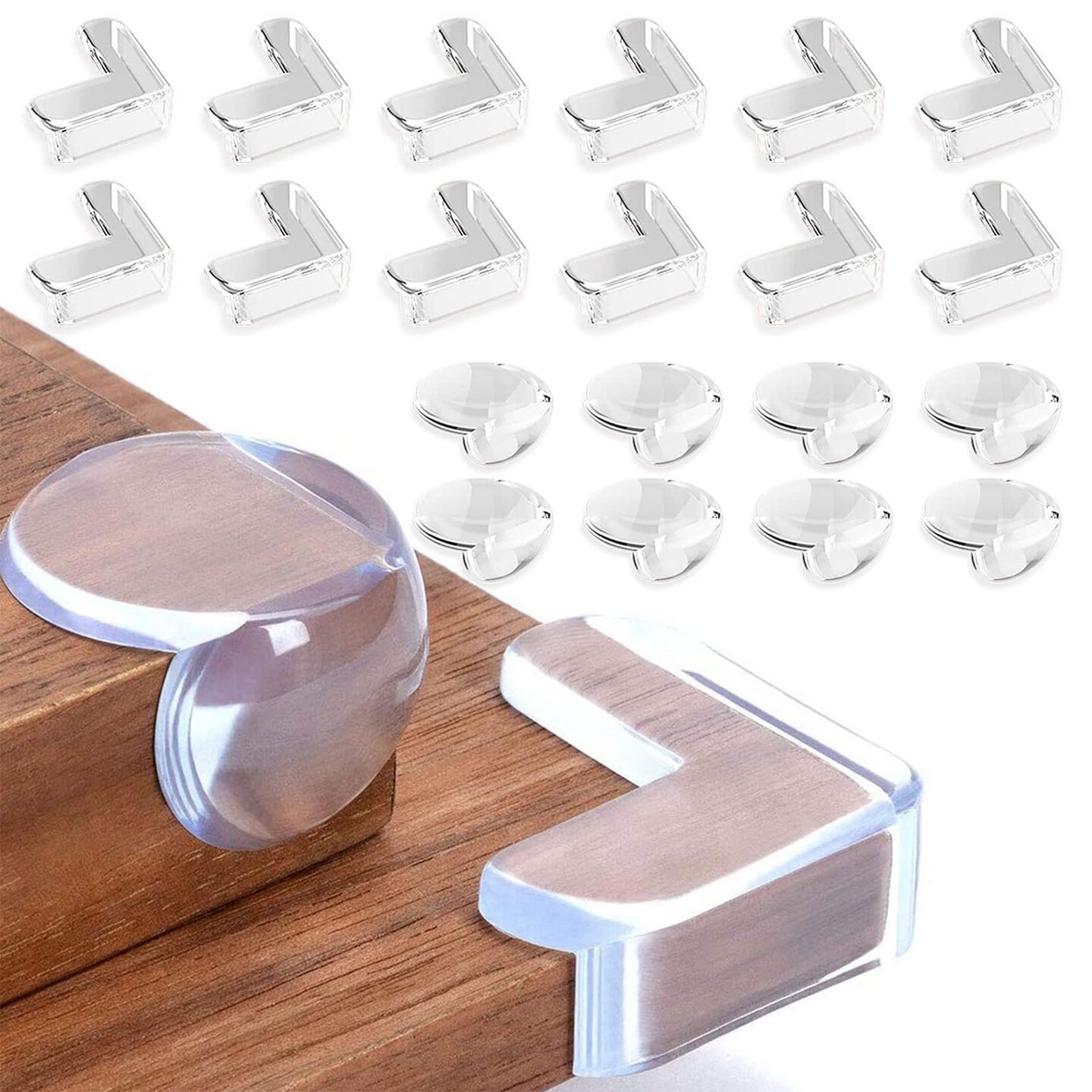 Corner Protector for Baby (20-Pack),Table Corner Protectors for Baby Corner  Guards，Baby Proof Clear Safety Guards，12 L-Shaped and 8 Round-Shaped  Furniture Corner Covers for Baby Child Keep Safe