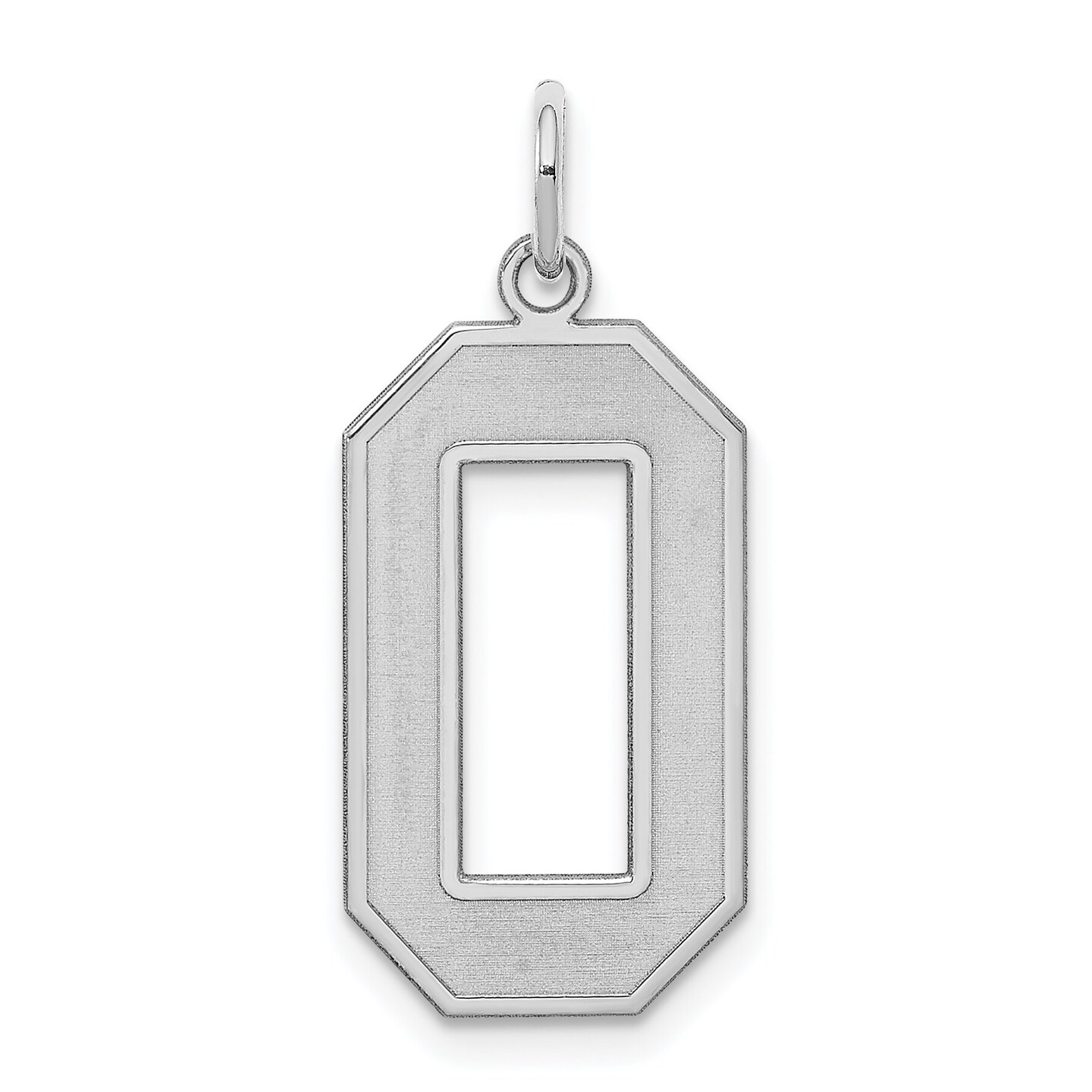 Sterling Silver Large Satin Number 0 Charm Pendant Jewerly 25mm x 11mm