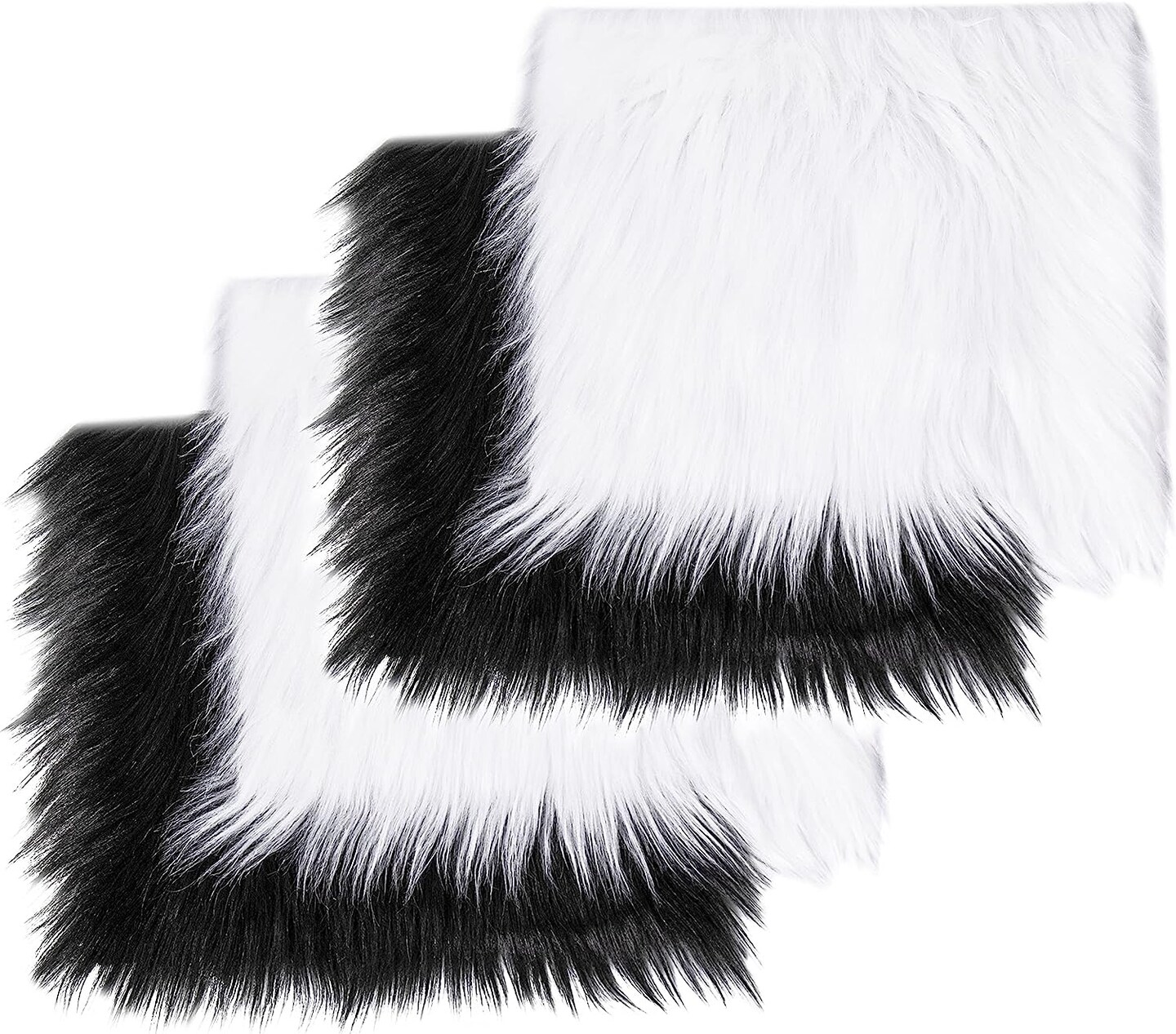 FabricLA Shaggy Faux Fur Fabric - 8 X 8 Inches Pre-Cut - Use Fake Fur for  DIY Craft, Fashion Accessory, Home Decoration, Hobby - 2 White & 2 Black  Pack