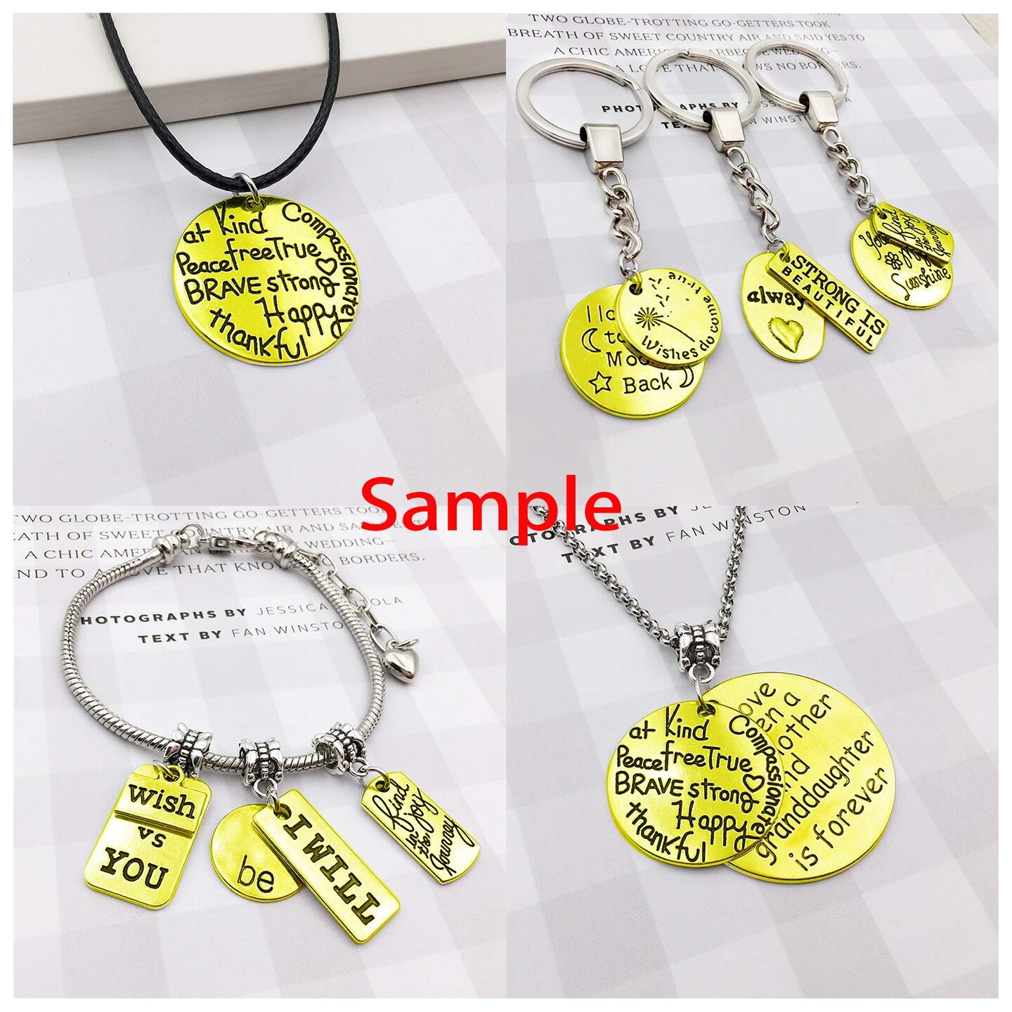 40 Pieces Antique Gold Inspiration Words Charms Craft Supplies Beads Charms Pendants for Jewelry Making Crafting Findings Accessory for DIY Necklace Bracelet (M511)