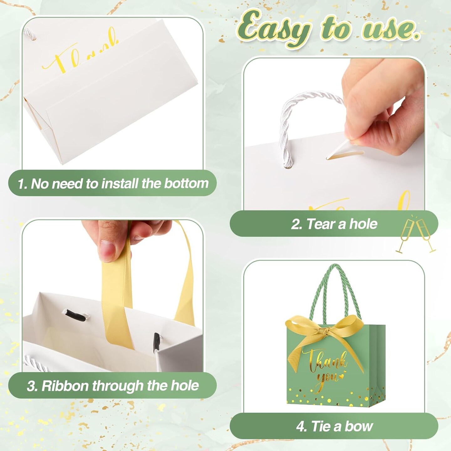 45-Pieces Mini Paper Gift Bags with Handle &#x26; Bow