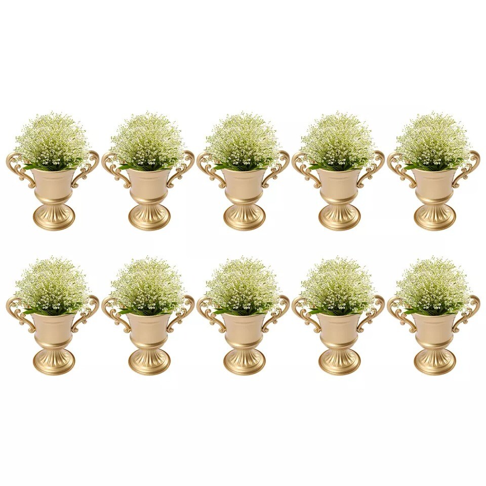 10pcs Golden Table Wedding Centerpiece Flower Holder Metal Vase for Tables Decor