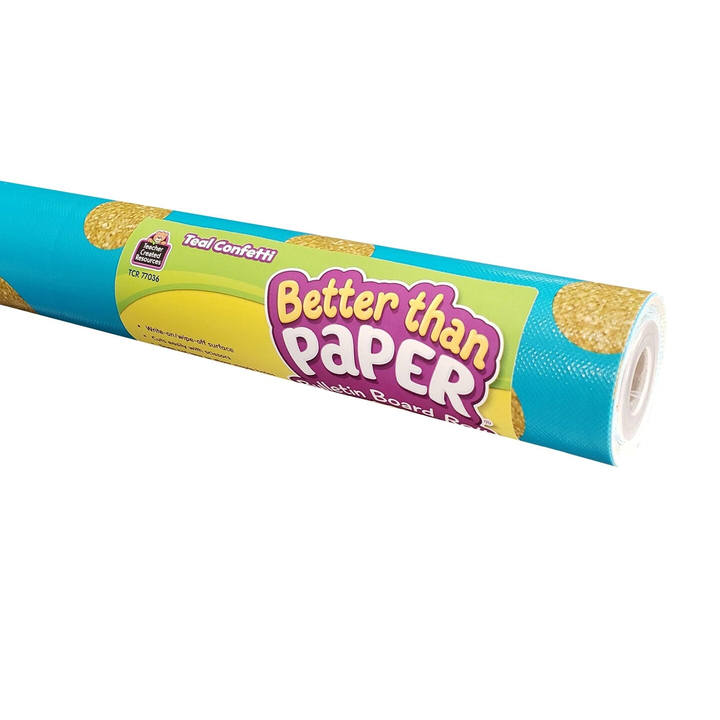 Better Than Paper&#xAE; Bulletin Board Roll, 4&#x27; x 12&#x27;, Teal Confetti, Pack of 4