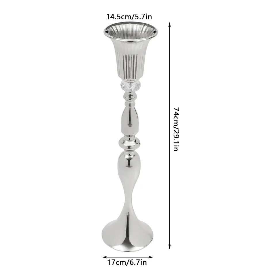 10 Pcs Silver Vase for Wedding Centerpieces, Metal Flower Trumpet Vase 74cm Tall