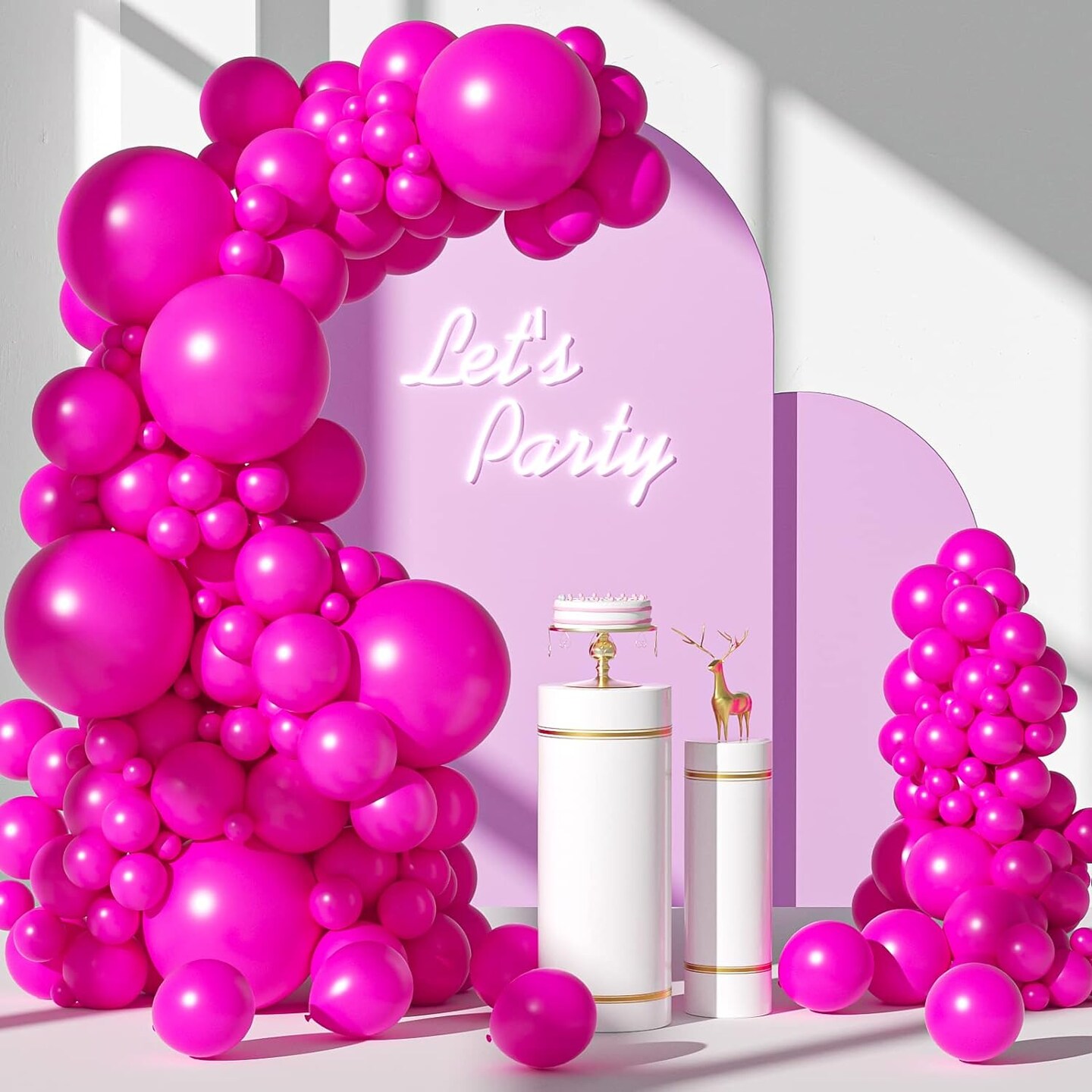 110pcs Hot Pink Balloon Garland Arch Kit, 18 12 10 5 inch Hot Pink Latex Balloons Different Sizes Pack for Birthday Baby Shower Bridal Shower Wedding Bachelorette Party Decorations