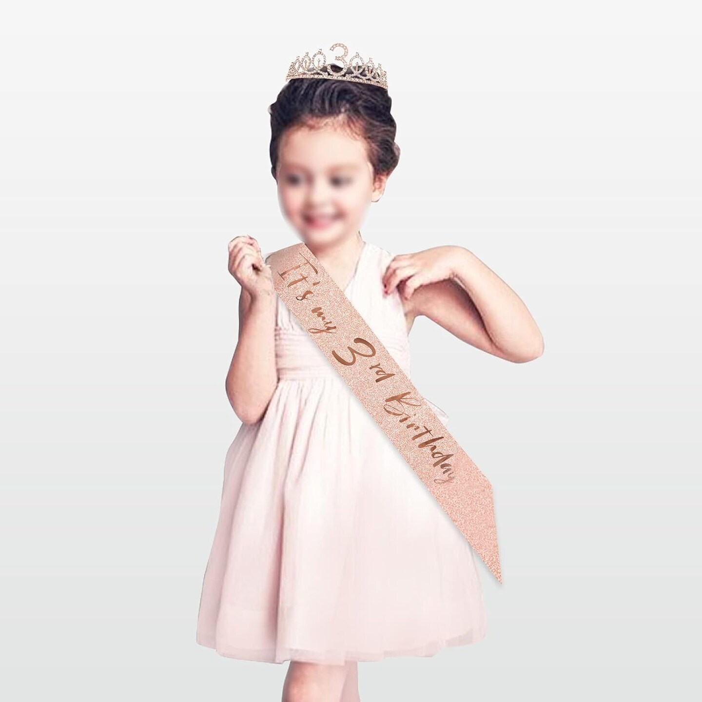 3rd Birthday Sash and Tiara for Girls, Rose Gold Birthday Sash Crown 3 &#x26; Fabulous Sash and Tiara for Girls, 3rd Birthday Gifts for Happy 3rd Birthday Party Favor Supplies