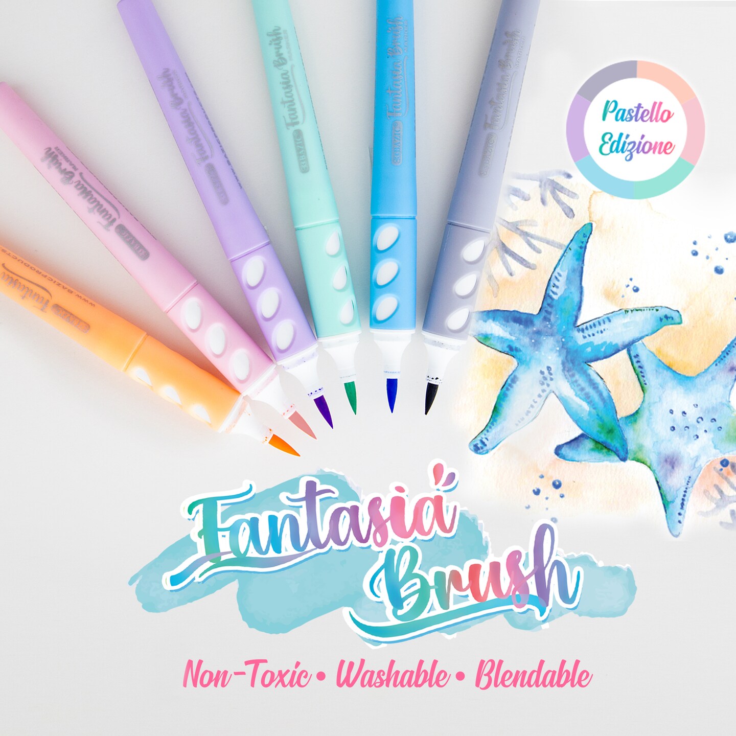 BAZIC Brush Markers 6 Pastel Colors