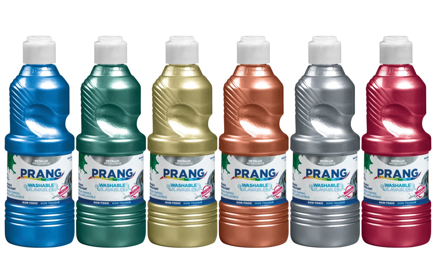 Prang Ready-to-Use Washable Tempera Paint Set, Assorted Metallic Colors,  Pint Set of 6