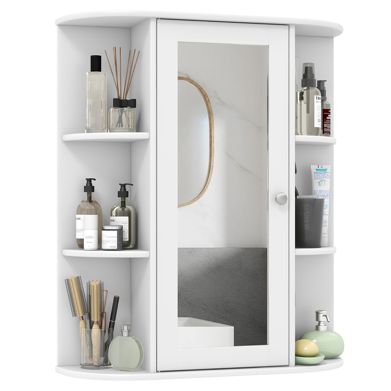 Bathroom Wall Medicine Cabinet Wall Mounted Storage Organizer W/ Mirror Door