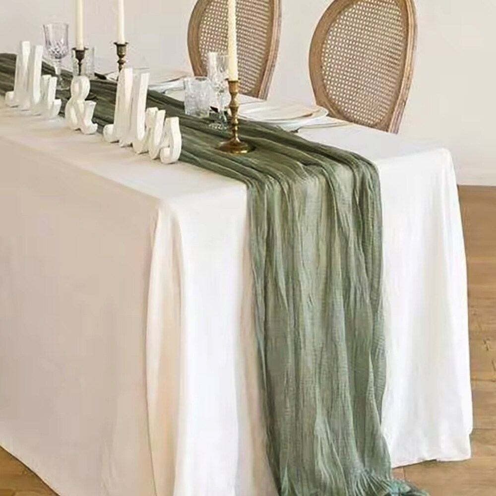 10ft Table Runner Super Soft Boho Wrinkled Gauze