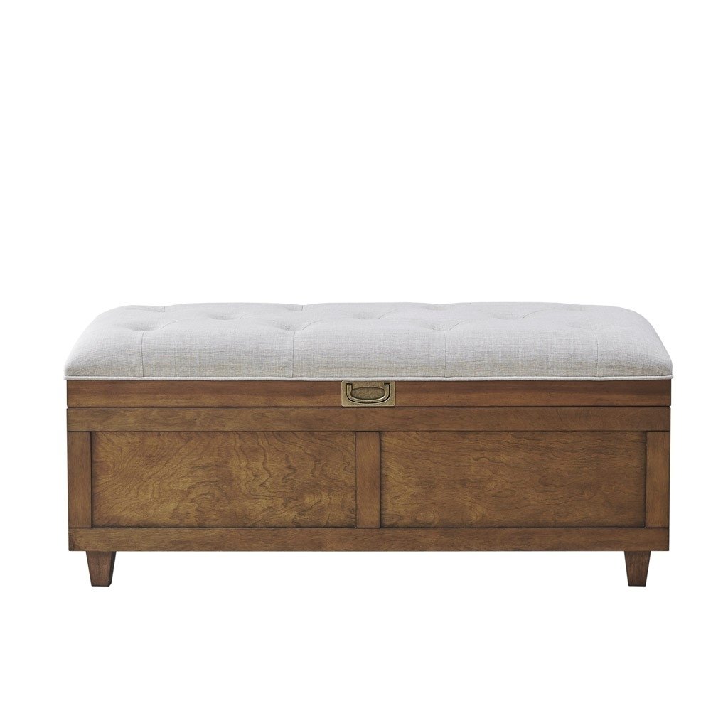Gracie Mills Shelton Rustic Comfort Wood And Upholstered Storage Bench With