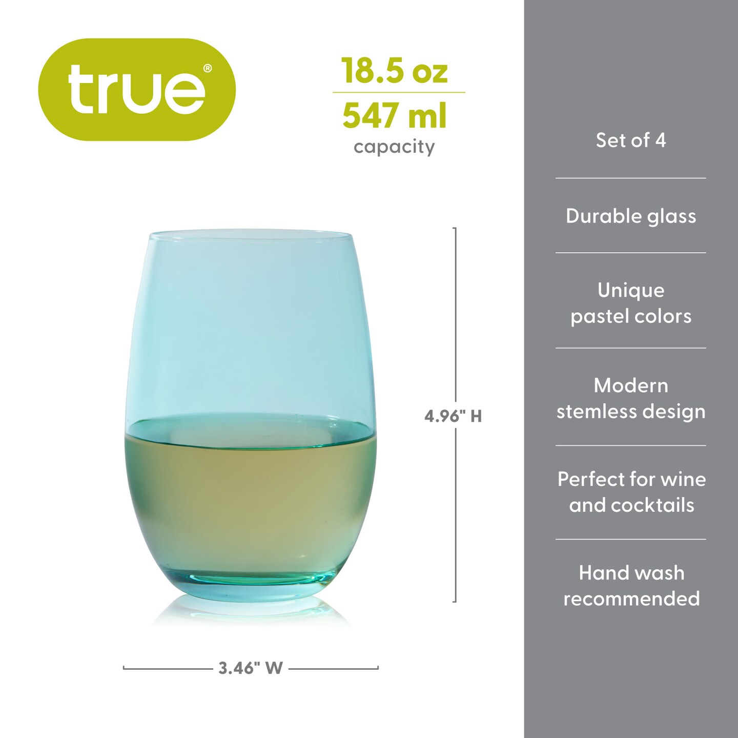 Color Stemless Wine Glass set of 4 