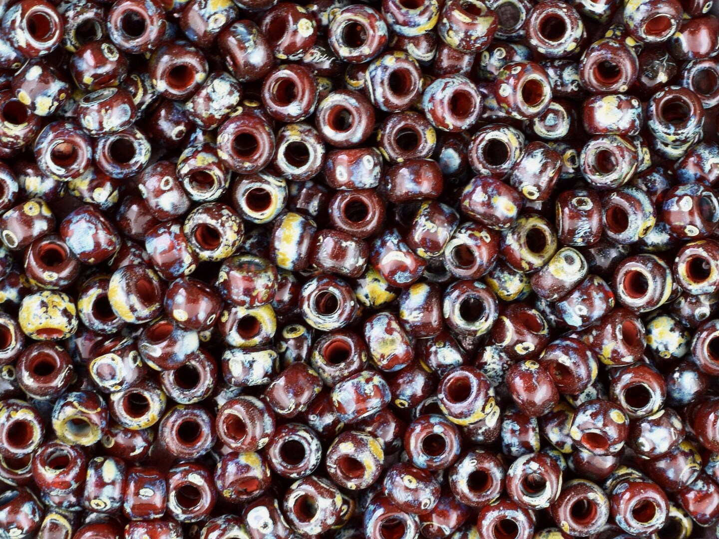 Translucent Flame Red Picasso Miyuki Seed Beads - Miyuki 4503