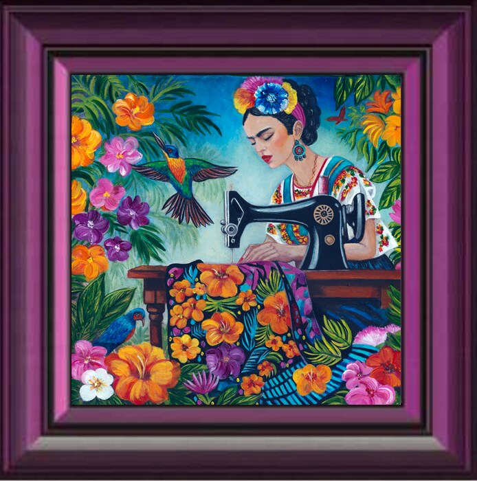Frida's New Dress - Frida Kahlo 8 x 8 Oil Painting on Canvas, Original Art,  Painting | MakerPlace by Michaels