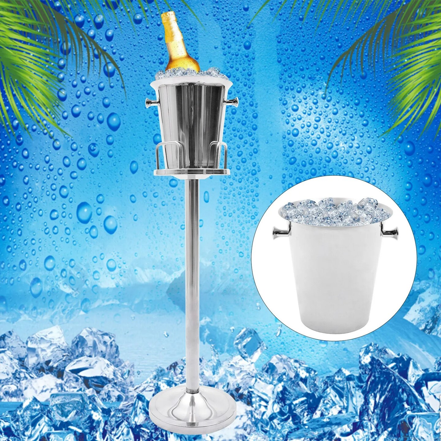 Stainless Steel Party Champagne Bucket Wine Beer Ice Cooler Bucket with Stand