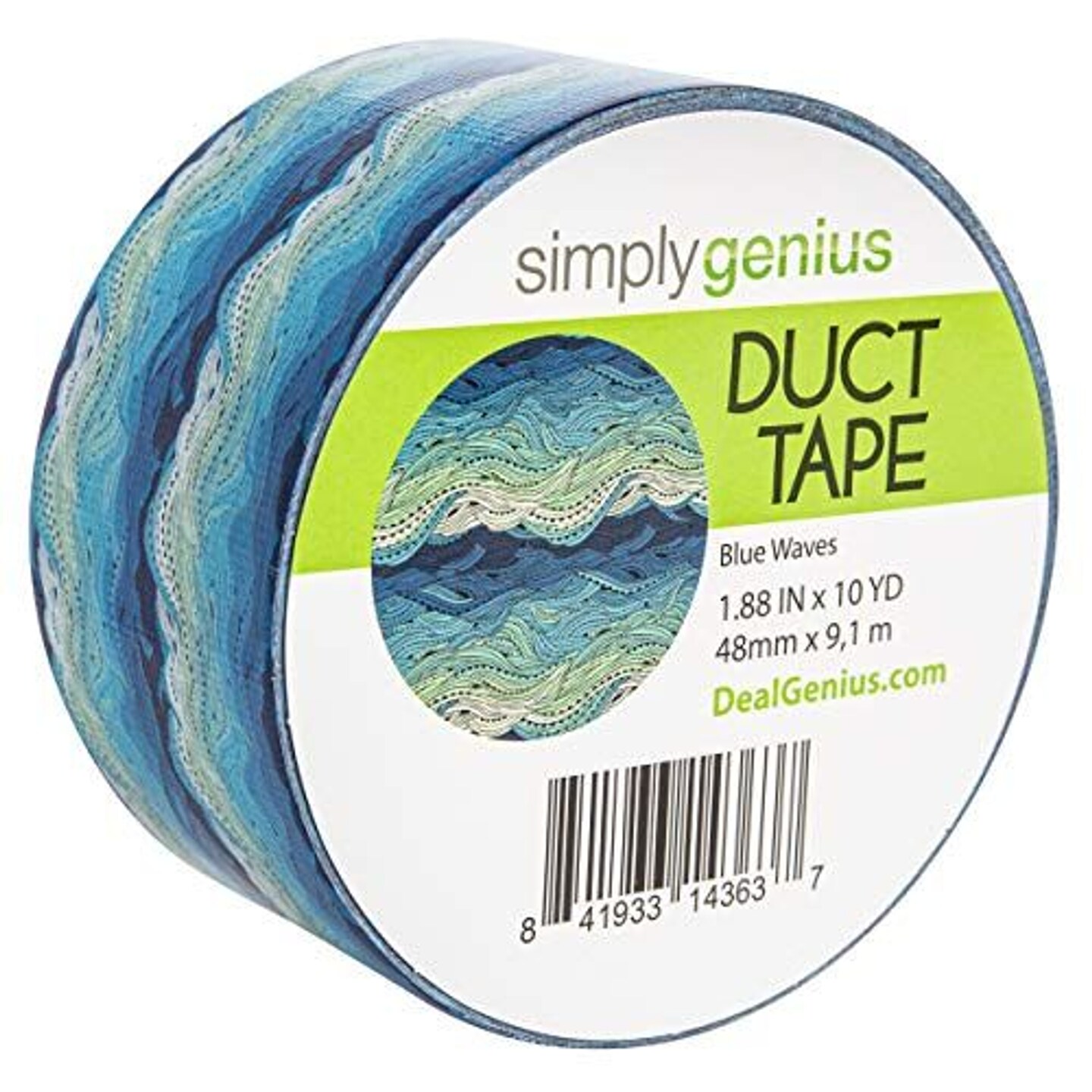 Simply Genius 1 Pack Art &#x26; Craft Duct Tape, Heavy Duty, 1.8 in x 10 yards, Craft Supplies for Kids &#x26; Adults, Colorful Tape for DIY, Craft &#x26; Home Improvement, Blue Waves