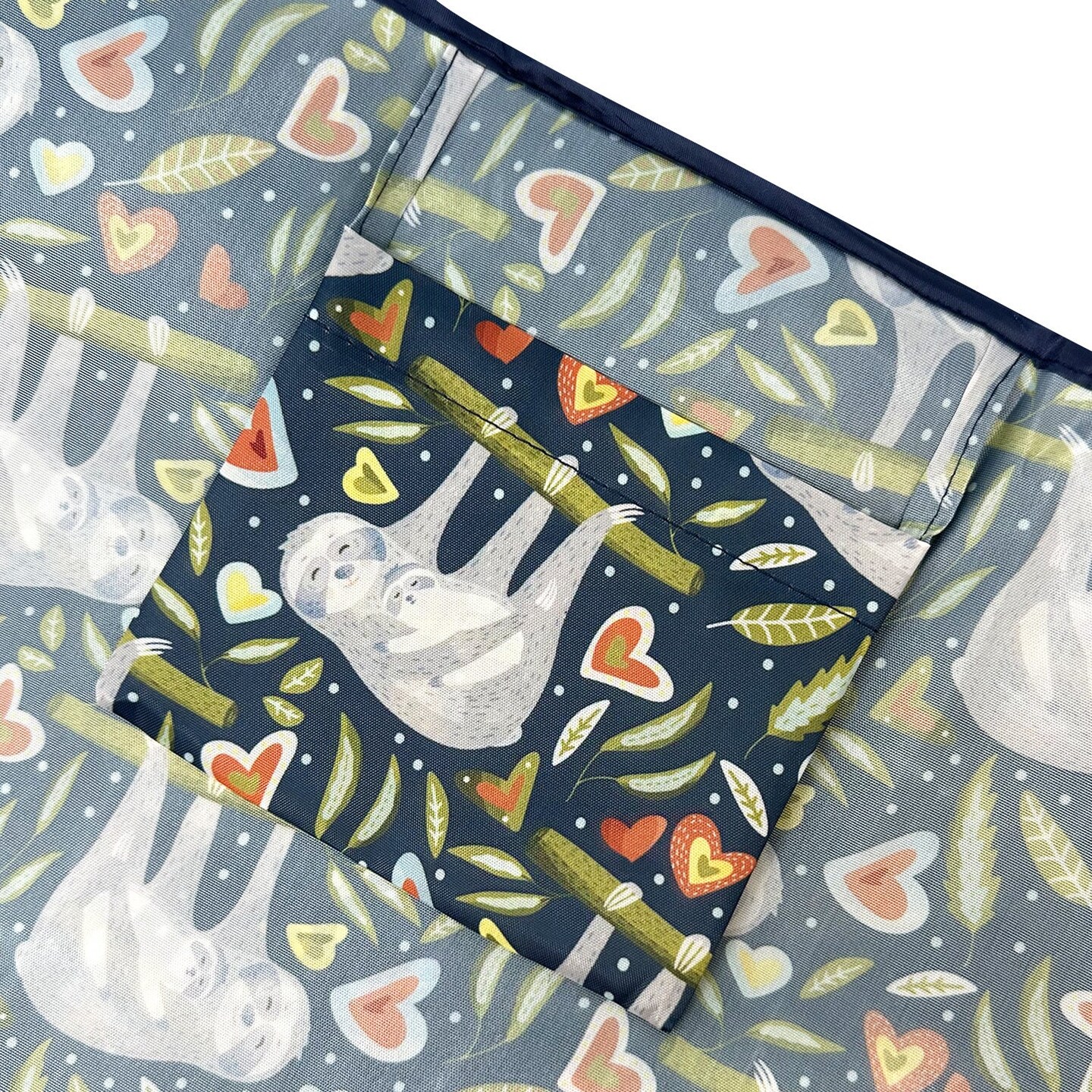 Wrapables Large Foldable Tote Nylon Reusable Grocery Bags, Love Sloths