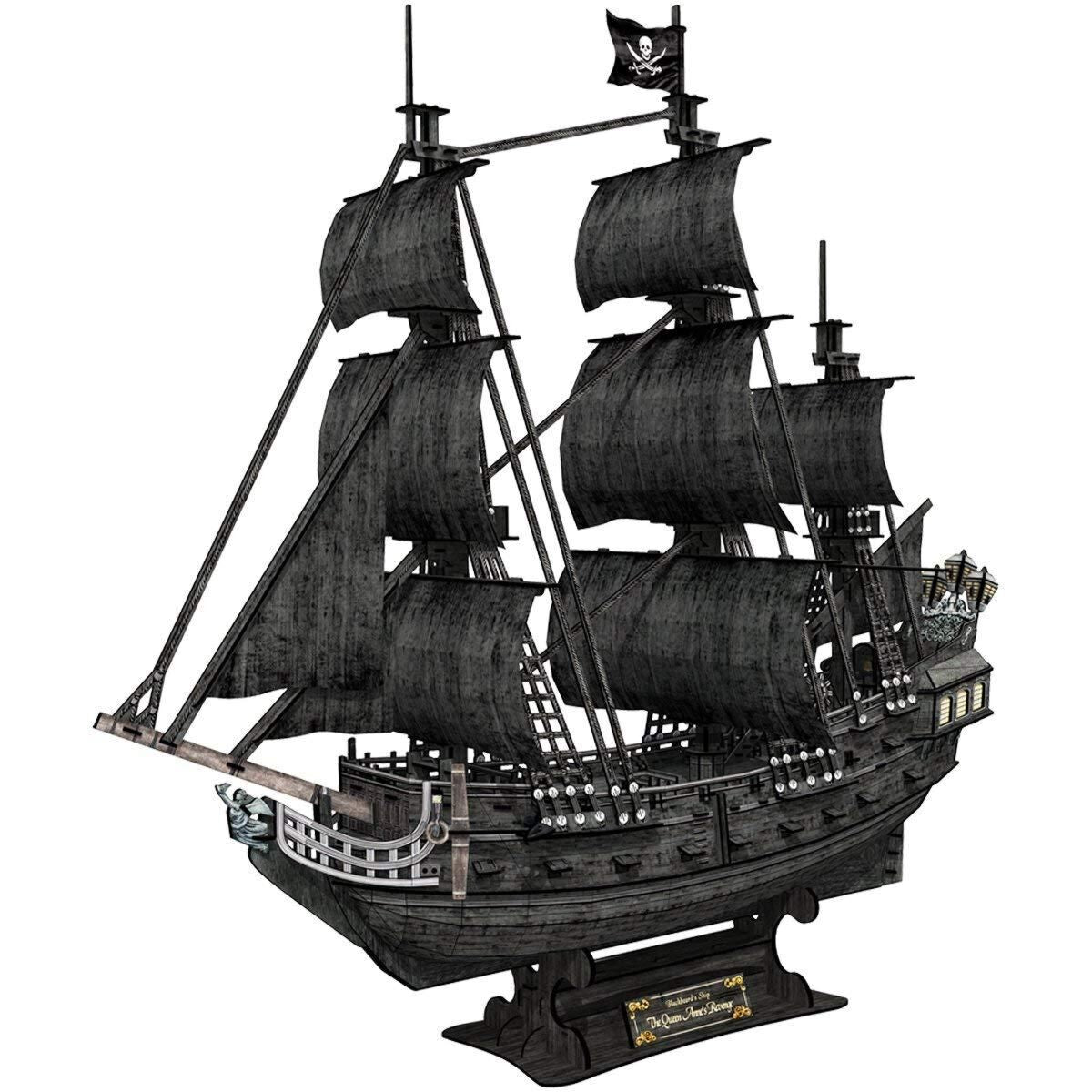 Model Battleship Kit - The Queen Anne&#x27;s Revenge Pirate Ship. Papercraft 3D Puzzle
