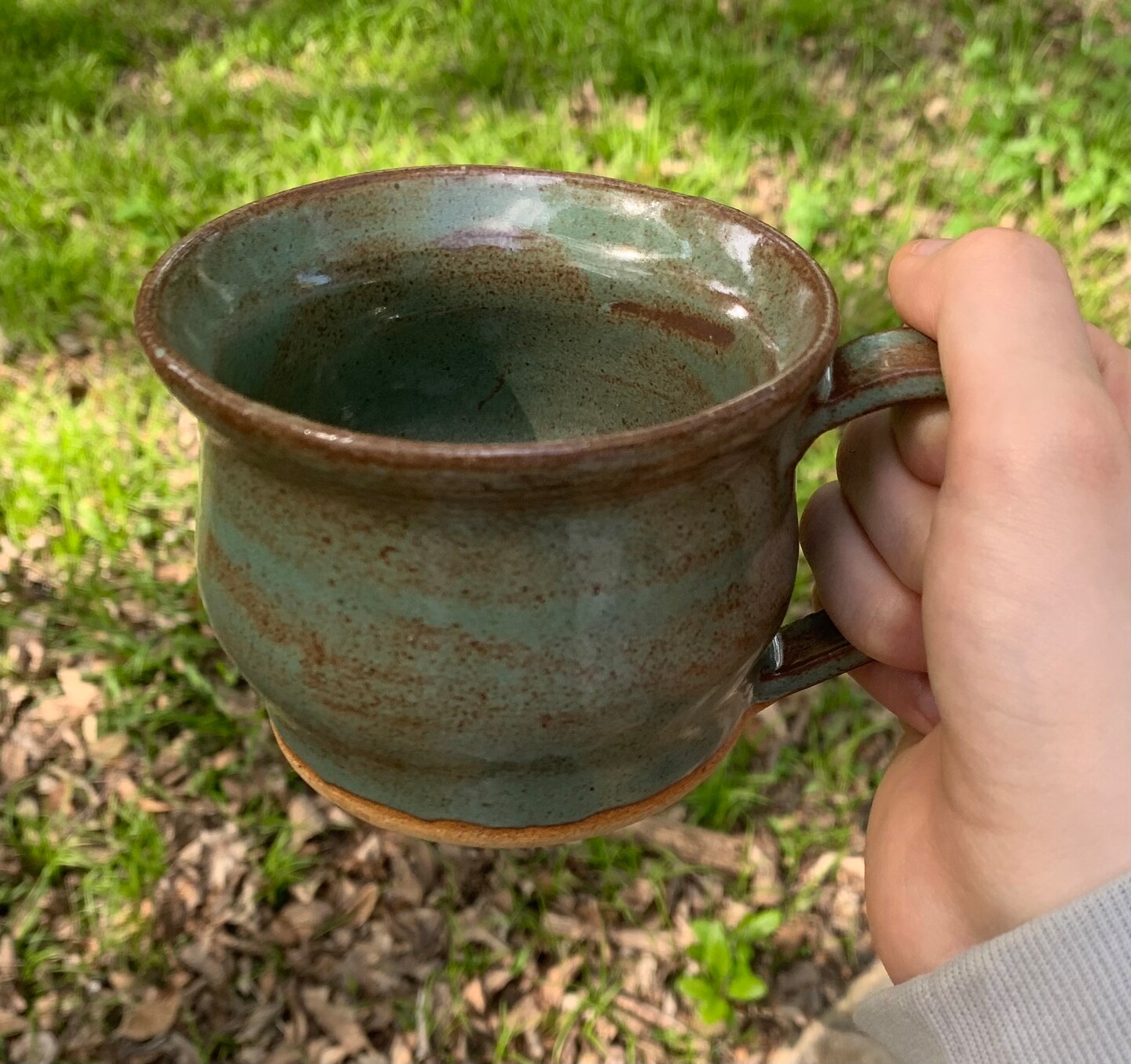 8 oz, handmade sage green stoneware mug, pottery coffee mug, handmade tea cup, made to order product 3
