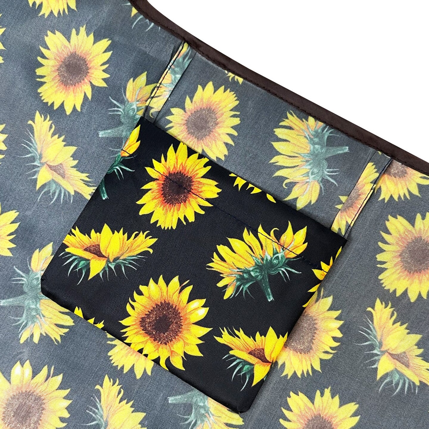 Wrapables Medium Foldable Tote Nylon Reusable Grocery Bag (Set of 2), Sunflowers