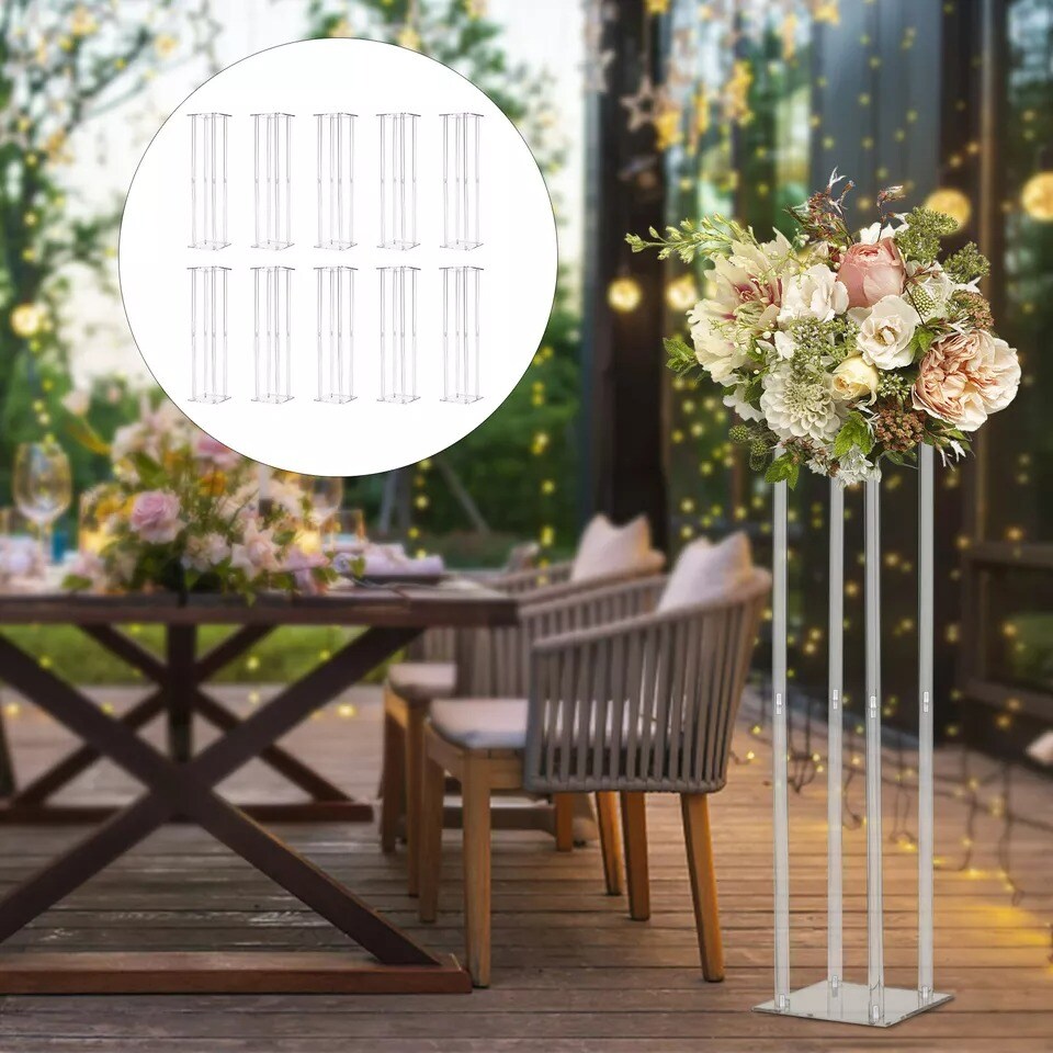 10Pcs Flower Stand Acrylic Column Acrylic Wedding Centerpieces Table Decor 31.5"