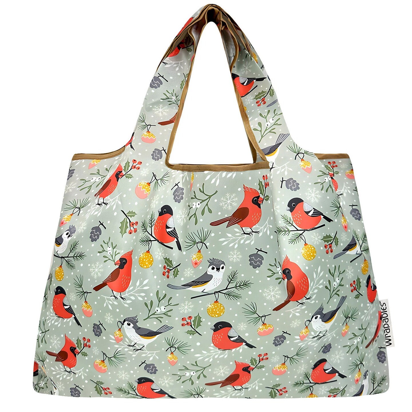 Wrapables Large Foldable Tote Nylon Reusable Grocery Bags, Cardinals