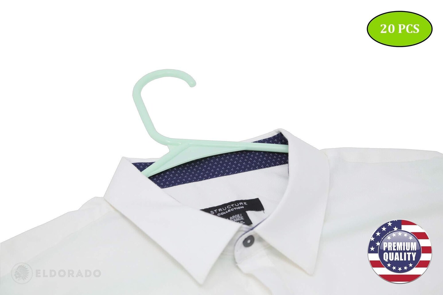 Hangers for Adult Size Clothing Plastic Ideal for Everyday Standard Use Clothes Shirts Blouses TShirts Dresses Jackets Suits. Color  Mint Pack  20 PCS.