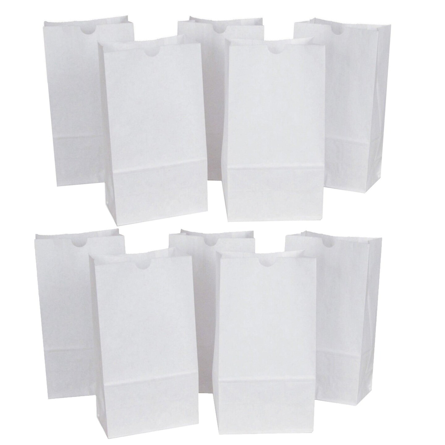 Kraft Bag, White, 6&#x22; x 3-5/8&#x22; x 11&#x22;, 50 Per Pack, 2 Packs