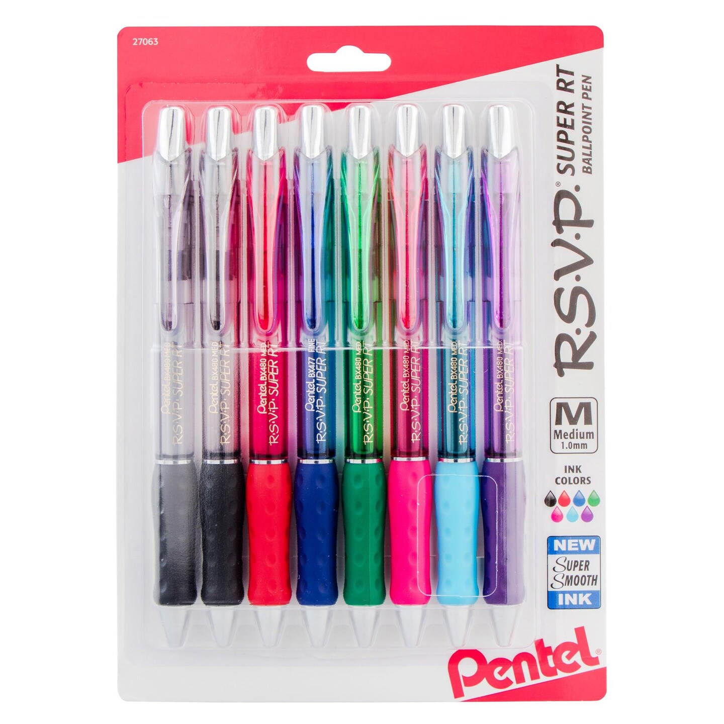 R.S.V.P.&#xAE; Super RT Retractable Ballpoint Pen, Assorted, 8 Per Pack, 2 Packs