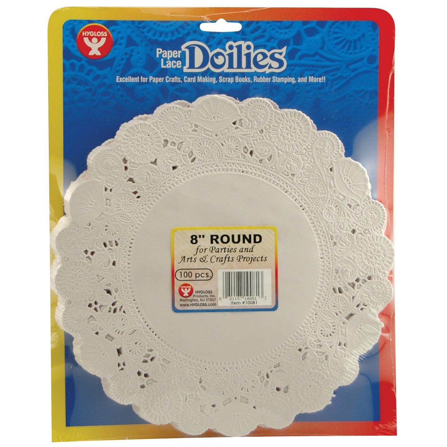 Round Paper Lace Doilies, White, 8&#x22;, 100 Per Pack, 3 Packs
