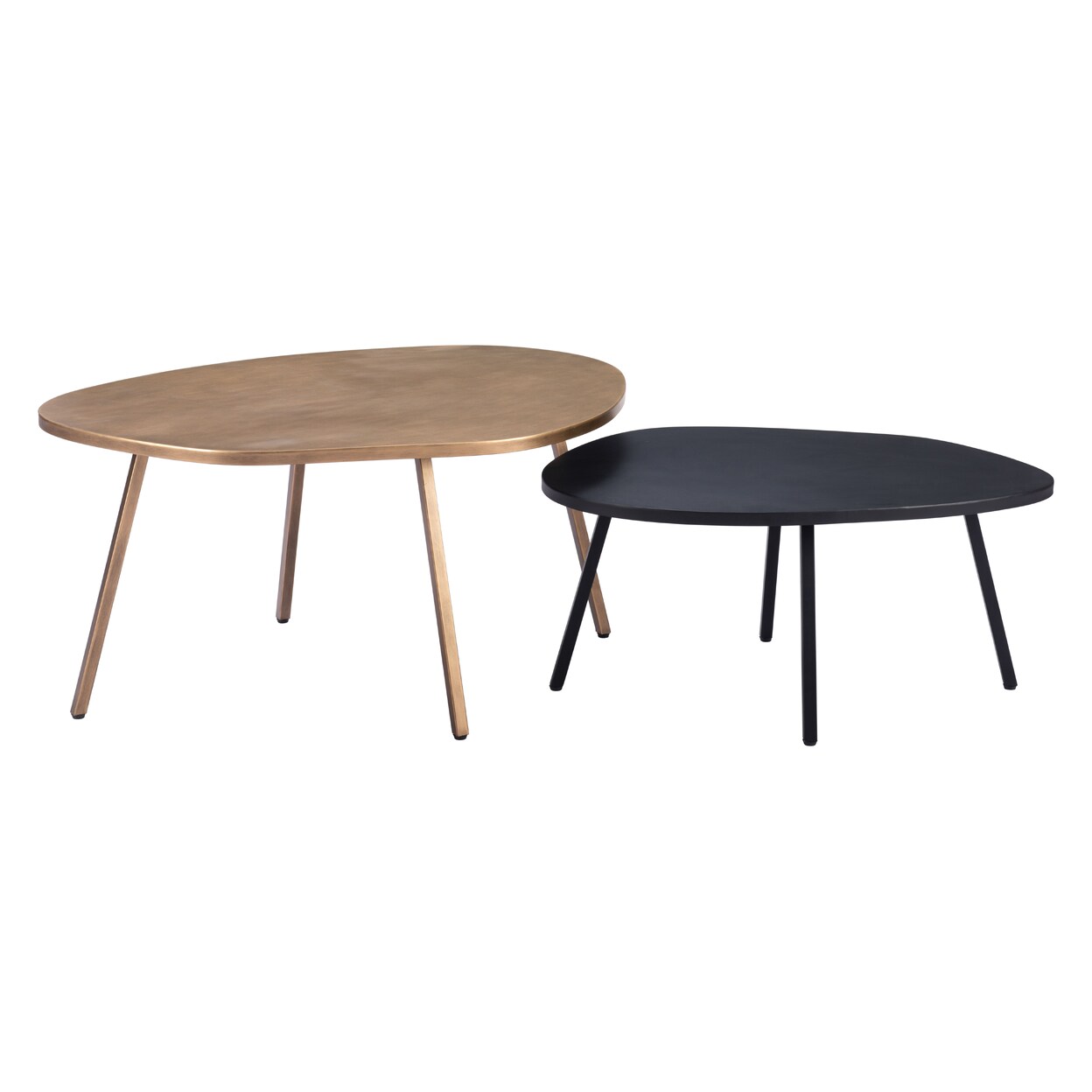Zuo Modern Contemporary Inc. Castelo Coffee Table Set (2-Piece) Brass and Black